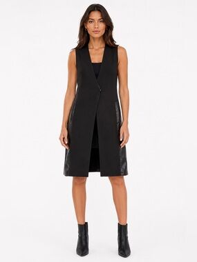 10DAYS Longline Vest Cardigan Designer Layering Piece Minimalist Chic Black